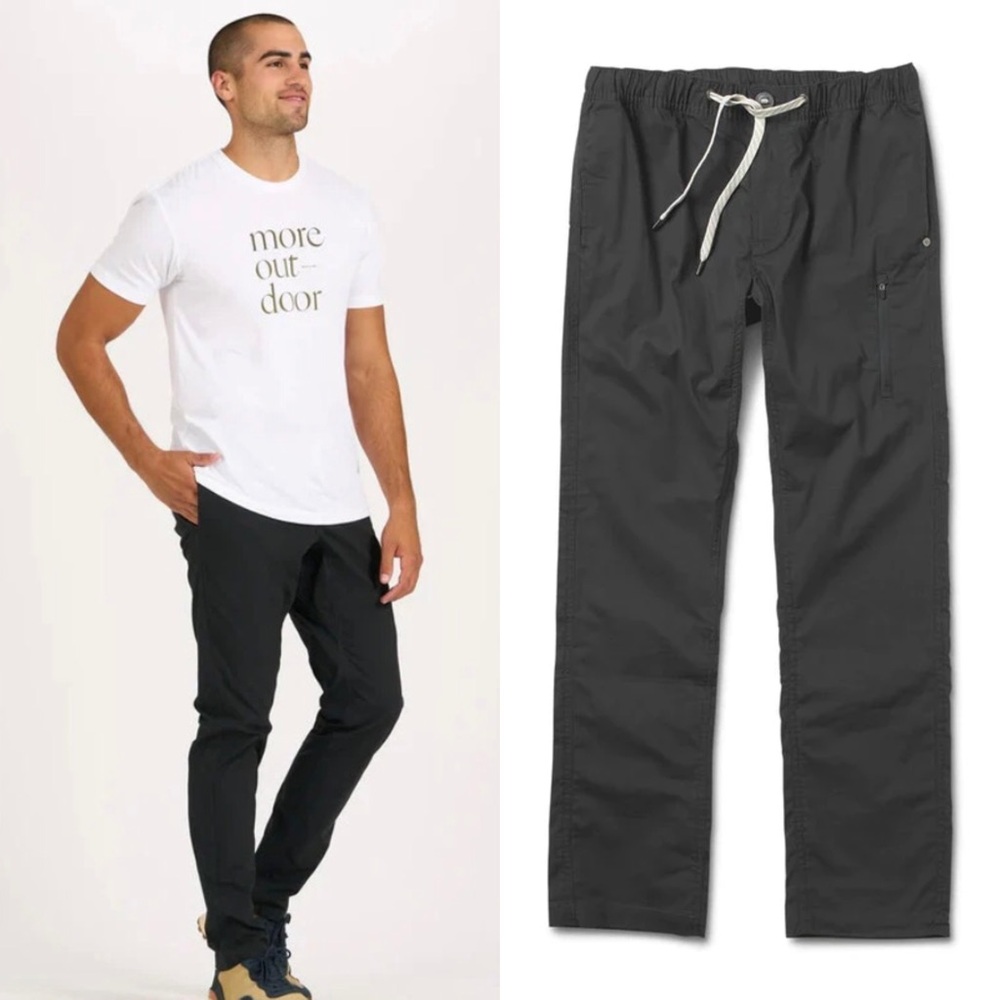 Vuori Men's Ripstop Drawstring Climber Pants in Charcoal - Picture 3 of 12